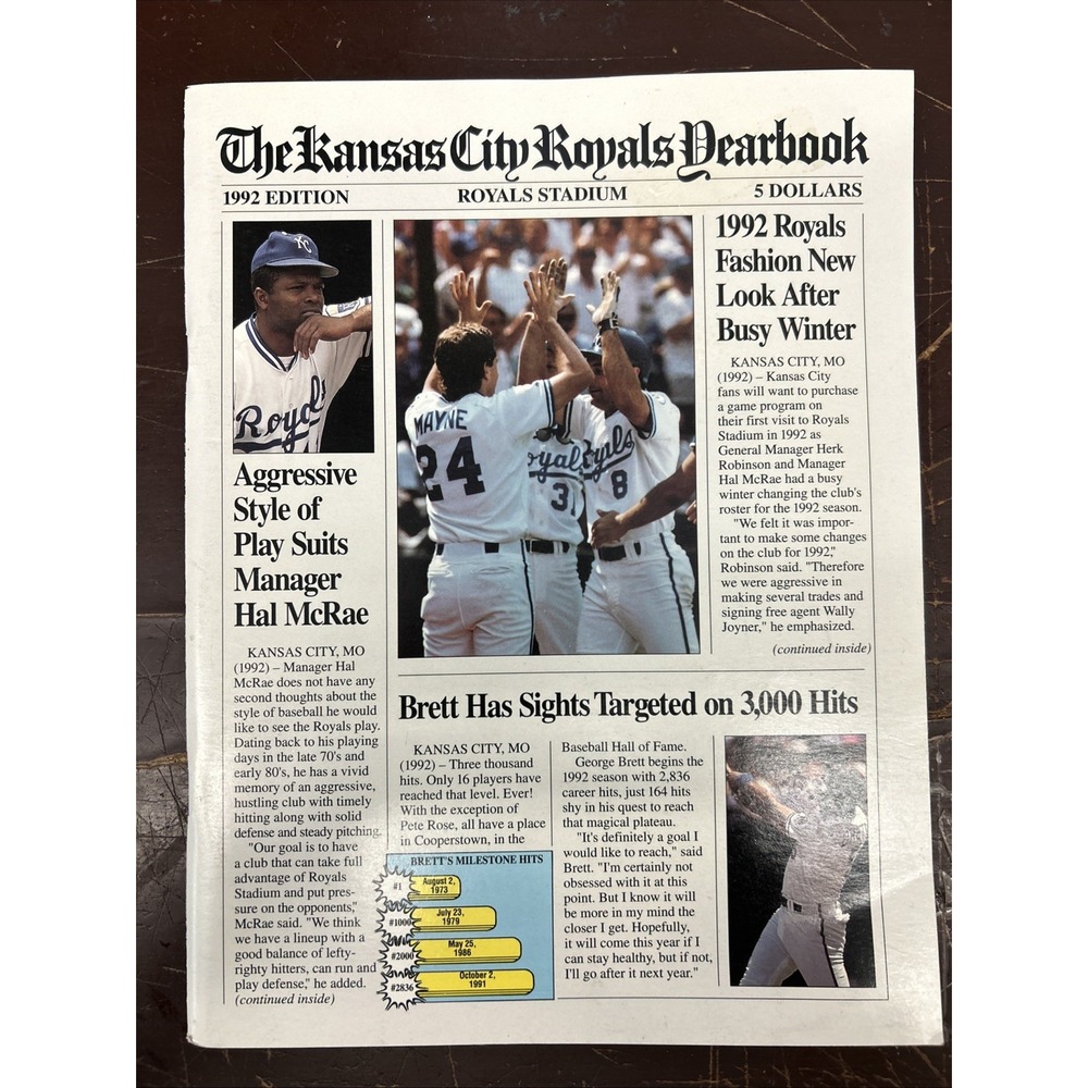 Kansas City Royals 1992 Yearbook George Brett Vintage Memorabilia